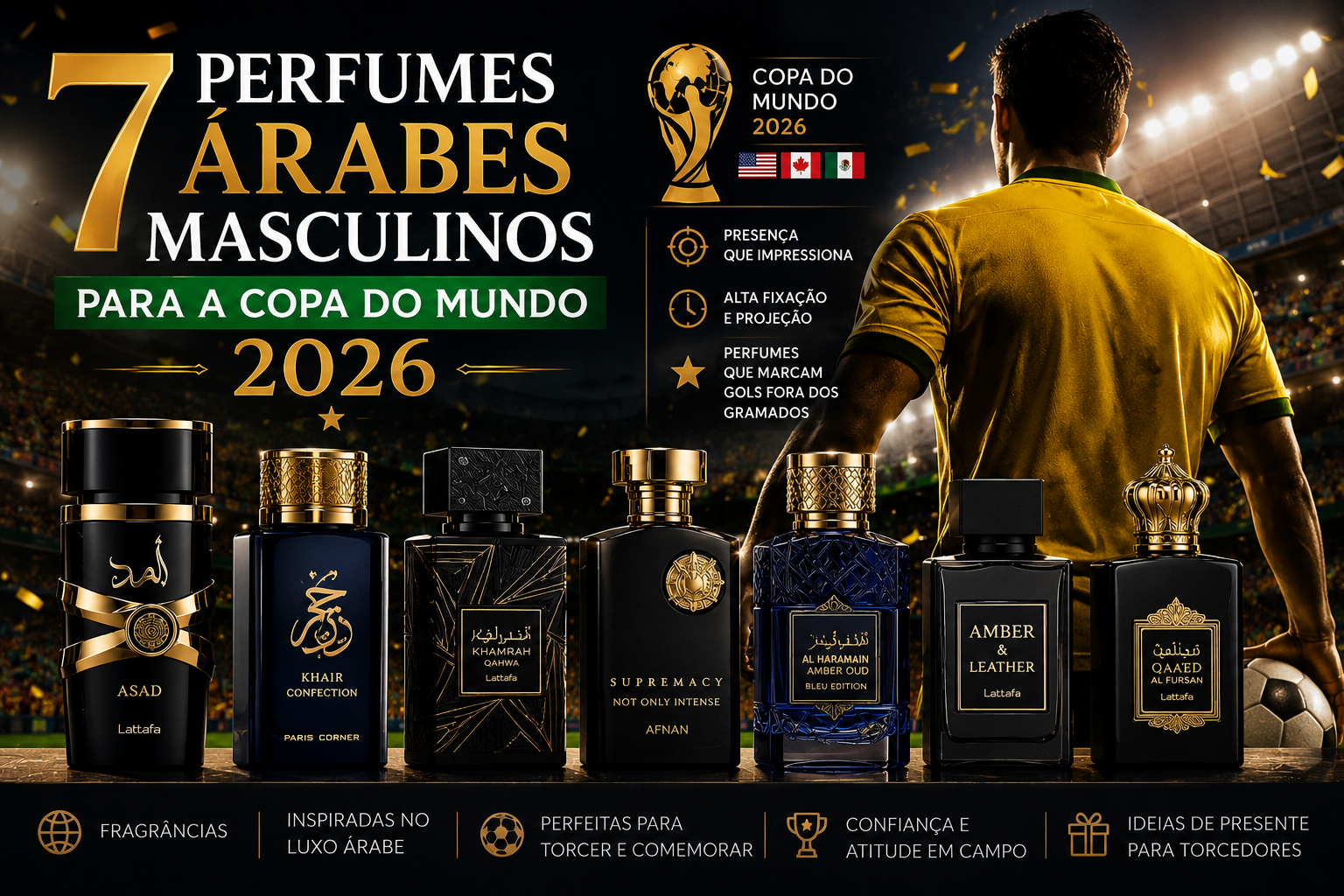 7 perfumes árabes masculinos para a Copa do Mundo 2026